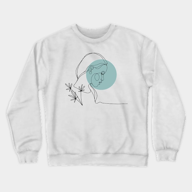 Minimalist Women Face. One Line Art. Single line. Contour Portrait. Crewneck Sweatshirt by ElenaDro